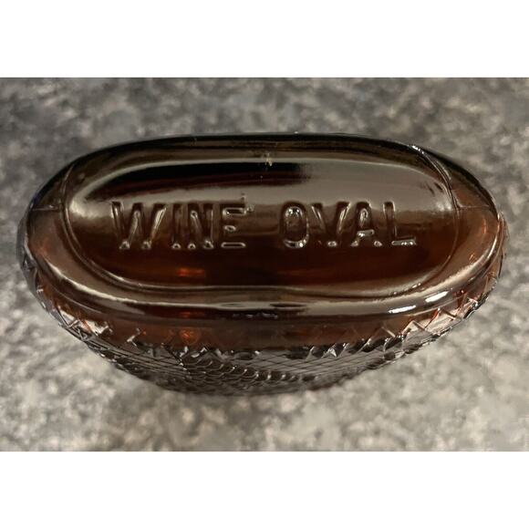 Vintage Brown Glass Bottle Flask Wine Oval One Pint Grapes - Picture 6 of 6